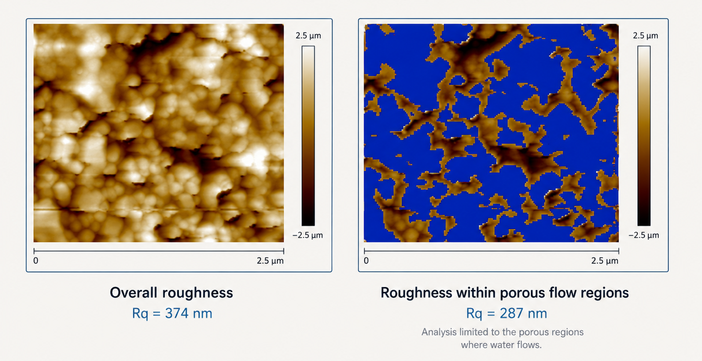 AFM comparison image illustrating membrane surface roughness characteristics